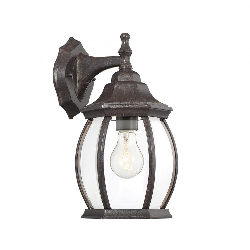 1-Light Outdoor Wall Lantern in Rustic Bronze