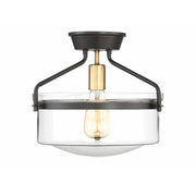 1-Light Ceiling Light in Oil Rubbed Bronze with Natural Brass