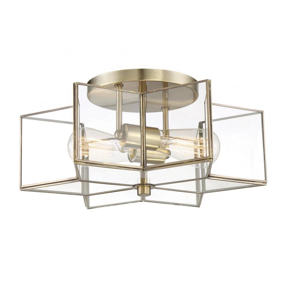 2-Light Ceiling Light in Natural Brass