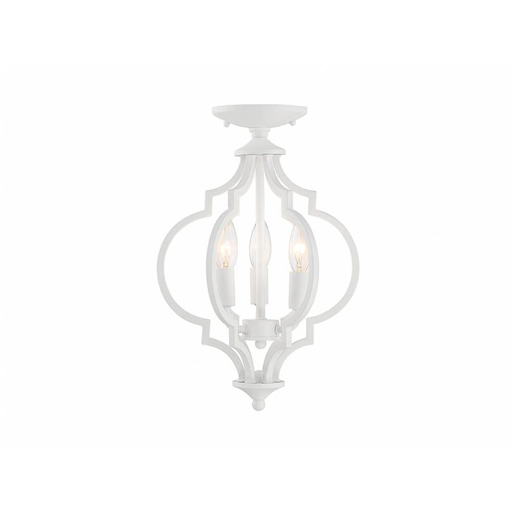 3-Light Convertible Semi-Flush or Pendant in Bisque White