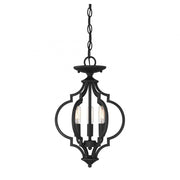 3-Light Convertible Semi-Flush or Pendant in Matte Black