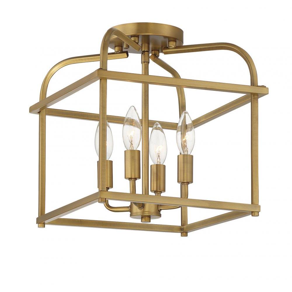 4-Light Ceiling Light in Natural Brass