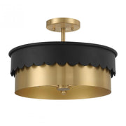 3-Light Ceiling Light in Matte Black and Natural Brass