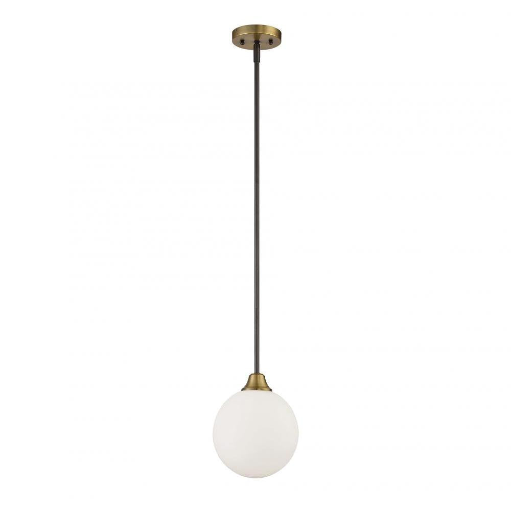 1-Light Mini Pendant in Oil Rubbed Bronze with Natural Brass