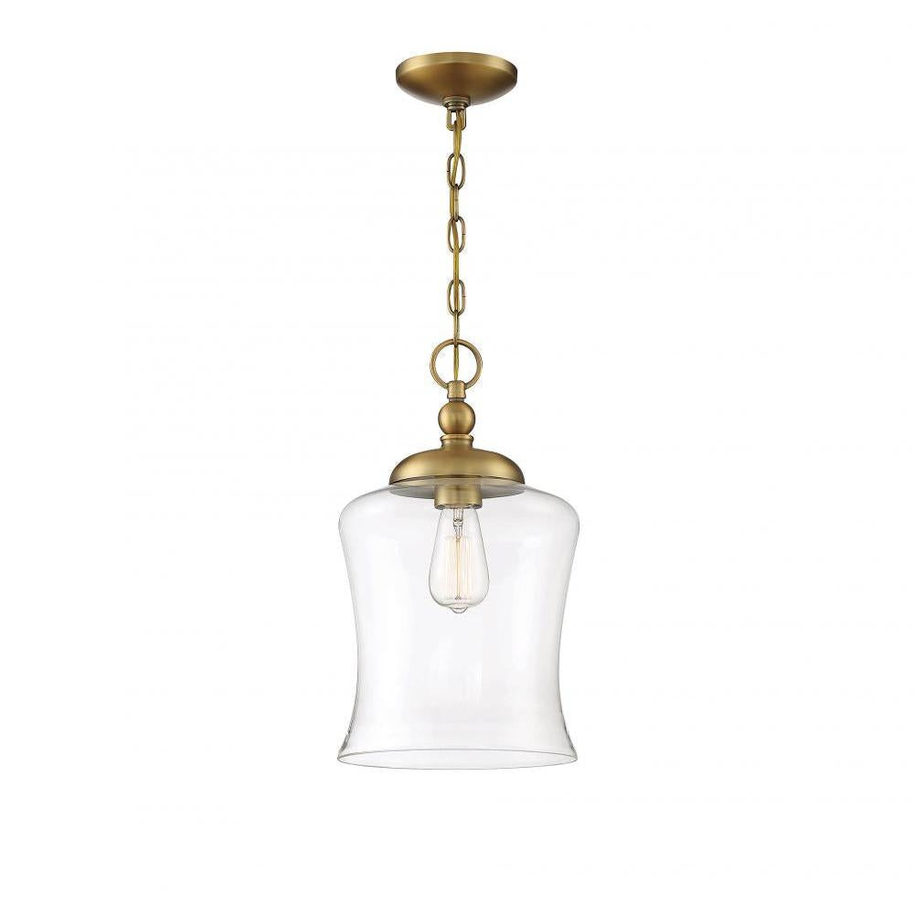 1-Light Pendant in Natural Brass