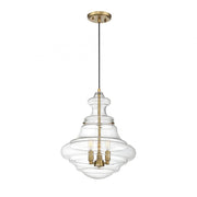 3-Light Pendant in Natural Brass