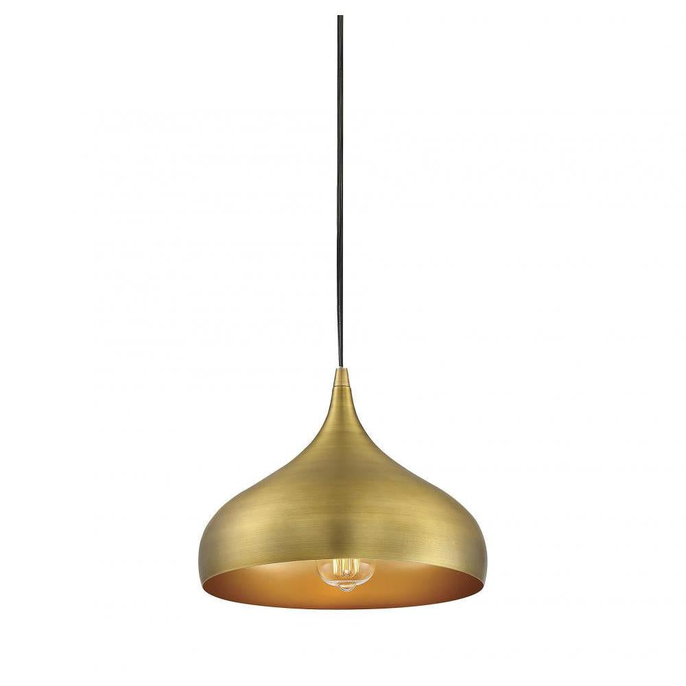 1-Light Plug-In Mini Pendant in Natural Brass