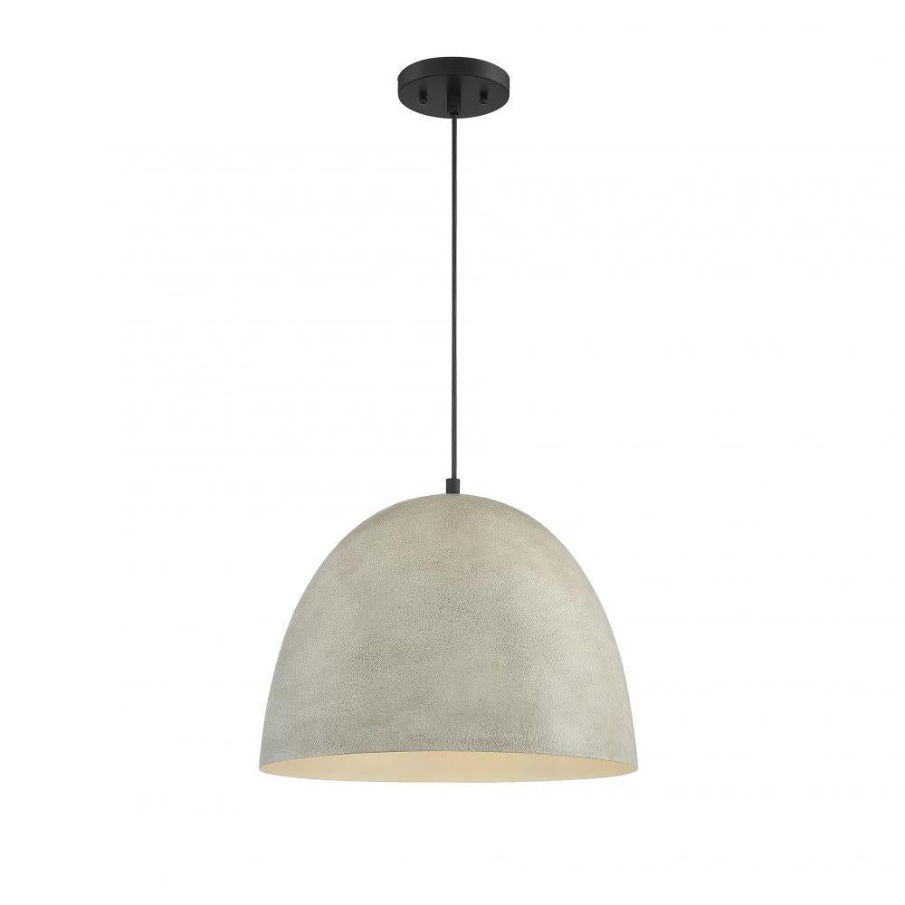 1-Light Pendant in Concrete with Matte Black