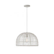 1-Light Pendant in White Rattan with A White Socket 