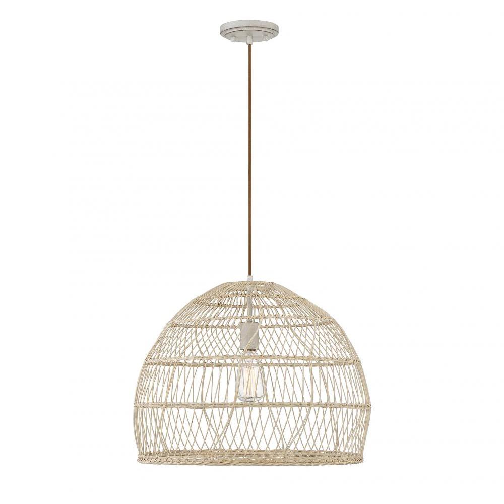 1-Light Pendant in Natural Rattan with A Matching Socket