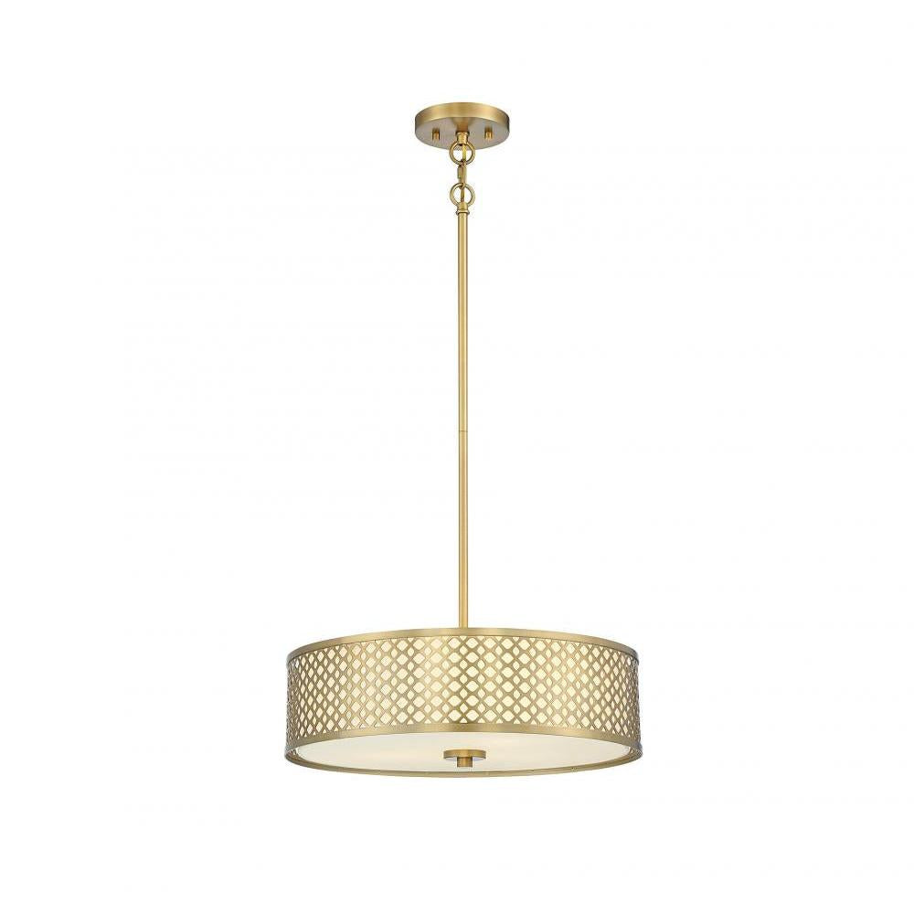 3-Light Pendant in Natural Brass