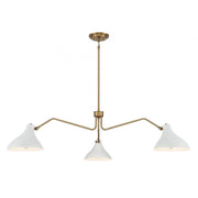 3-Light Pendant in White with Natural Brass