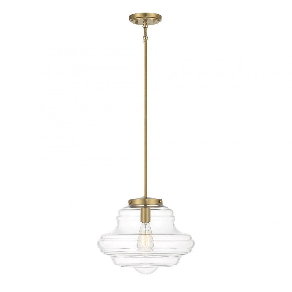 1-Light Pendant in Natural Brass