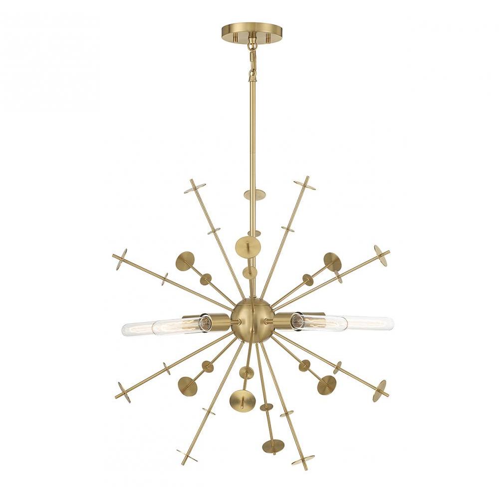 5-Light Pendant in Natural Brass