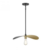 1-Light Pendant in Matte Black and Painted Gold