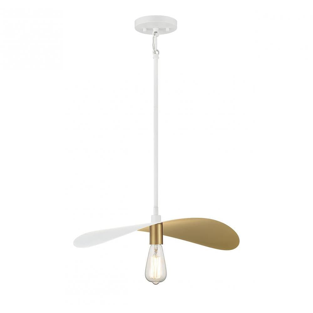 1-Light Pendant in White and Painted Gold