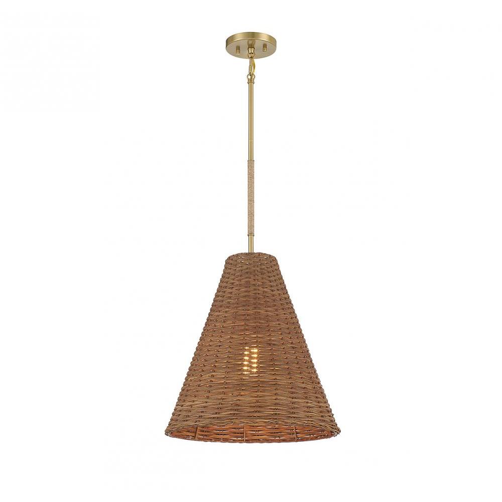 1-Light Pendant in Natural Brass