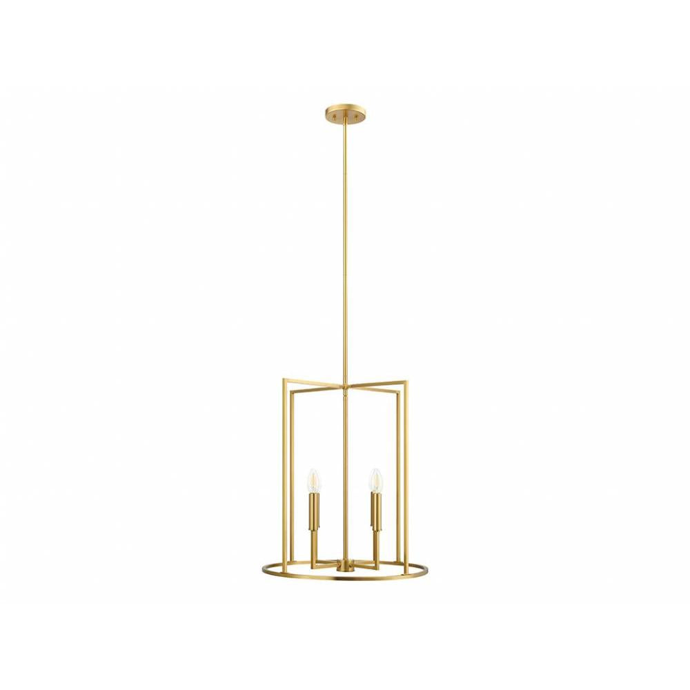 4-Light Pendant in Natural Brass