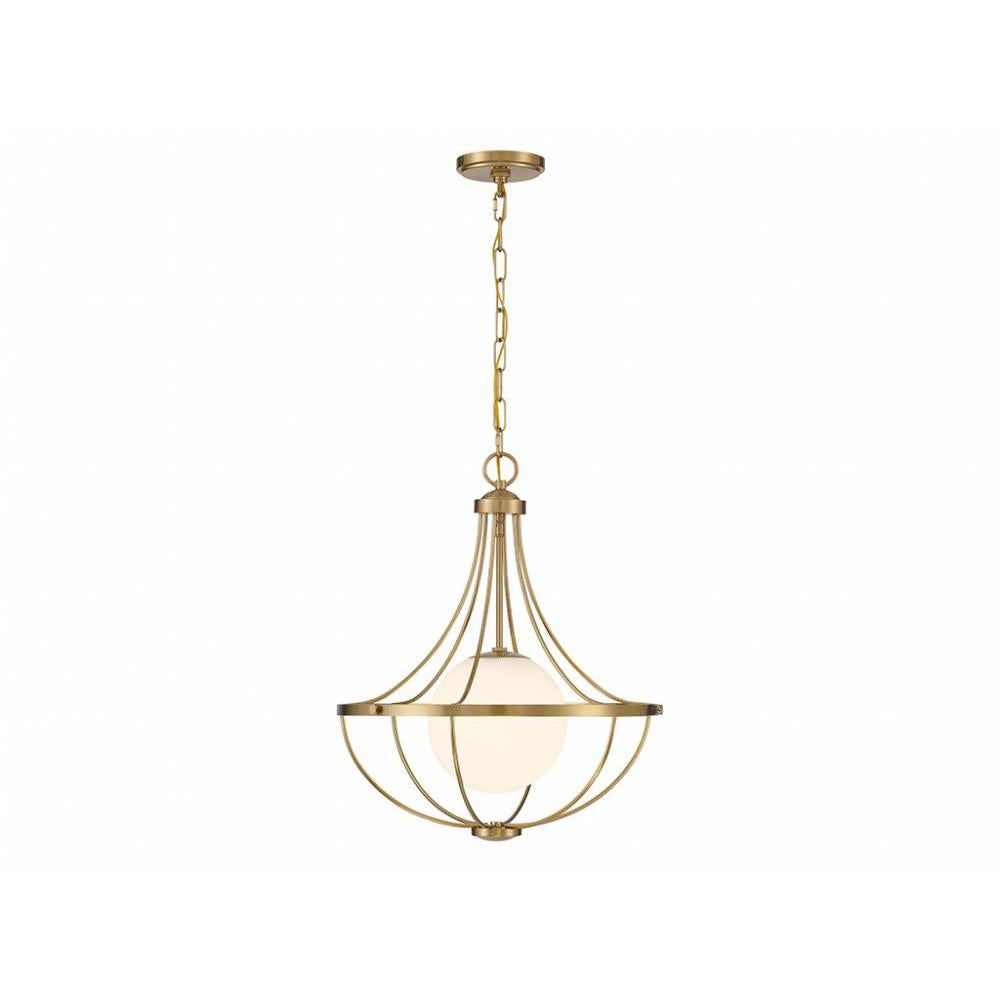 1-Light Pendant in Natural Brass