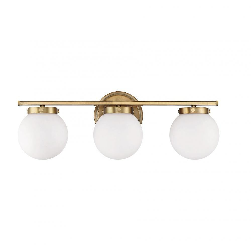 3-Light Bathroom Vanity Light in Natural Brass