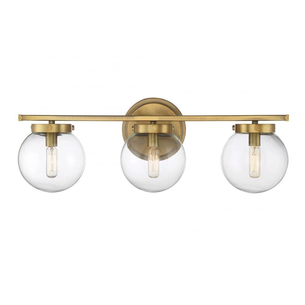 3-Light Bathroom Vanity Light in Natural Brass
