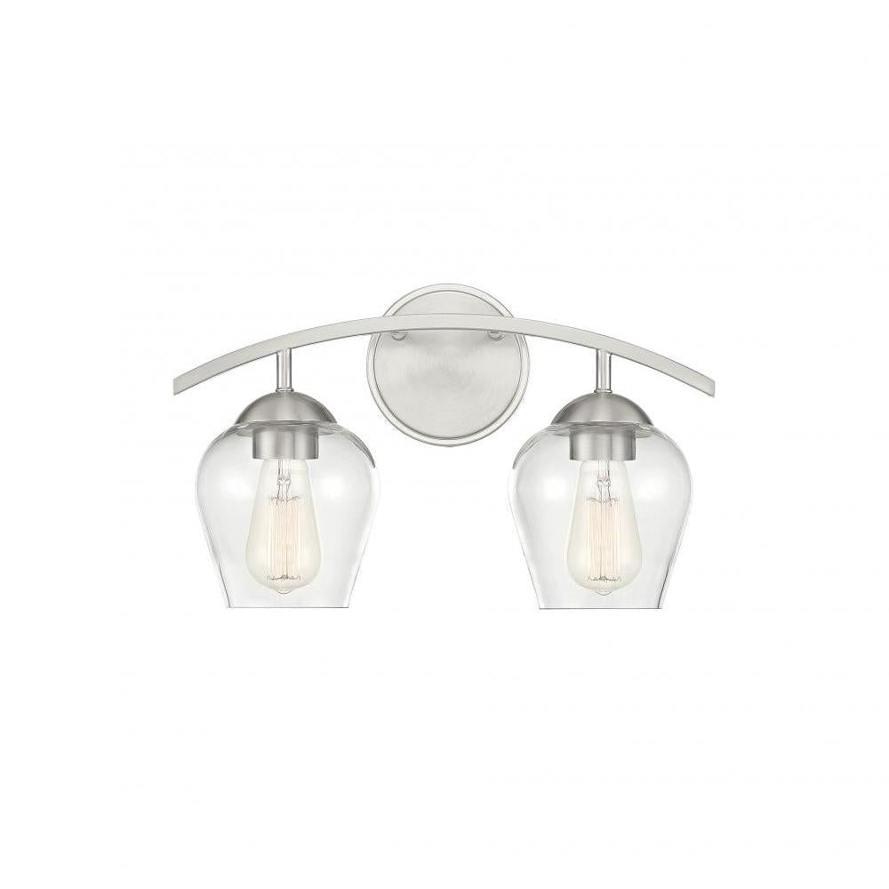2-Light Bathroom Vanity Light in Brushed Nickel