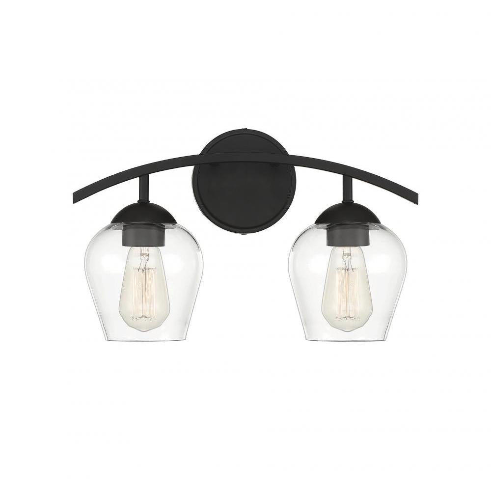 2-Light Bathroom Vanity Light in Matte Black
