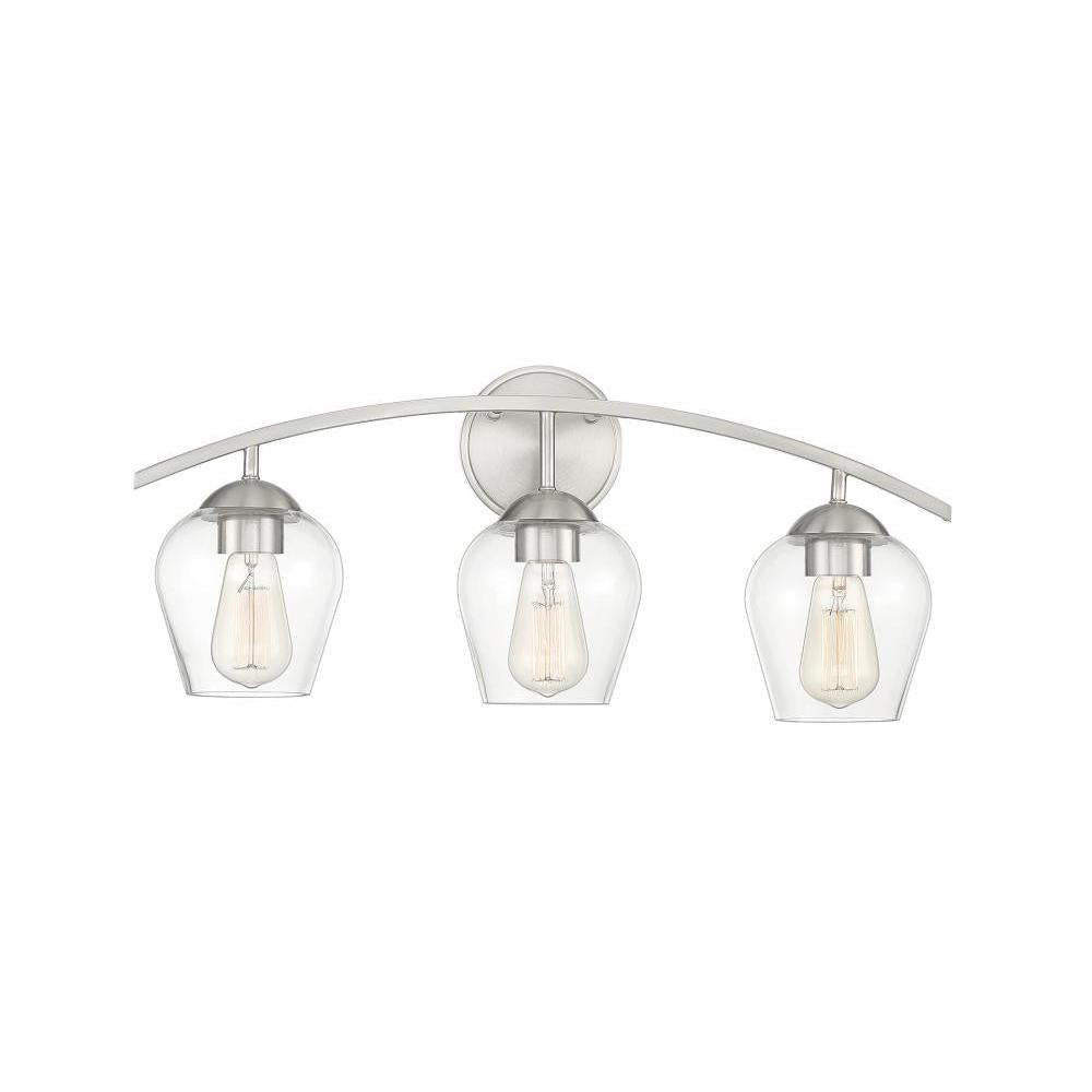 3-Light Bathroom Vanity Light in Brushed Nickel