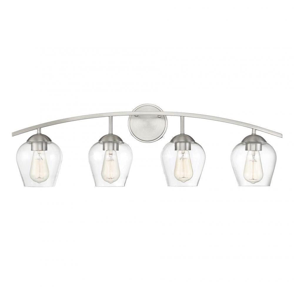 4-Light Bathroom Vanity Light in Brushed Nickel