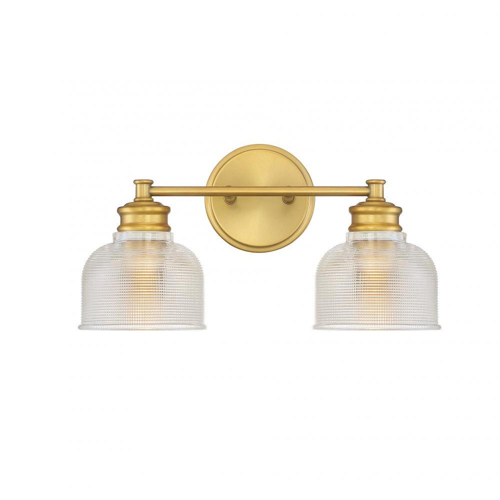 2-Light Bathroom Vanity Light in Natural Brass