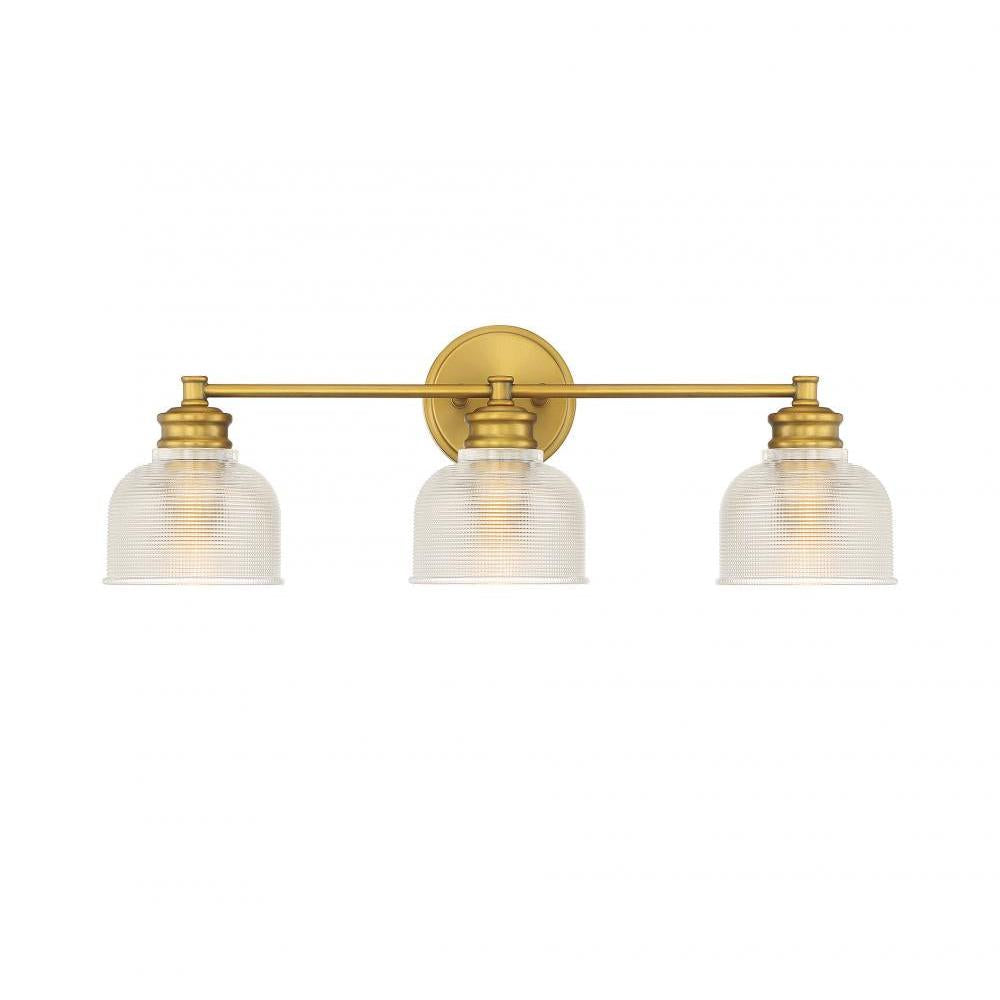 3-Light Bathroom Vanity Light in Natural Brass
