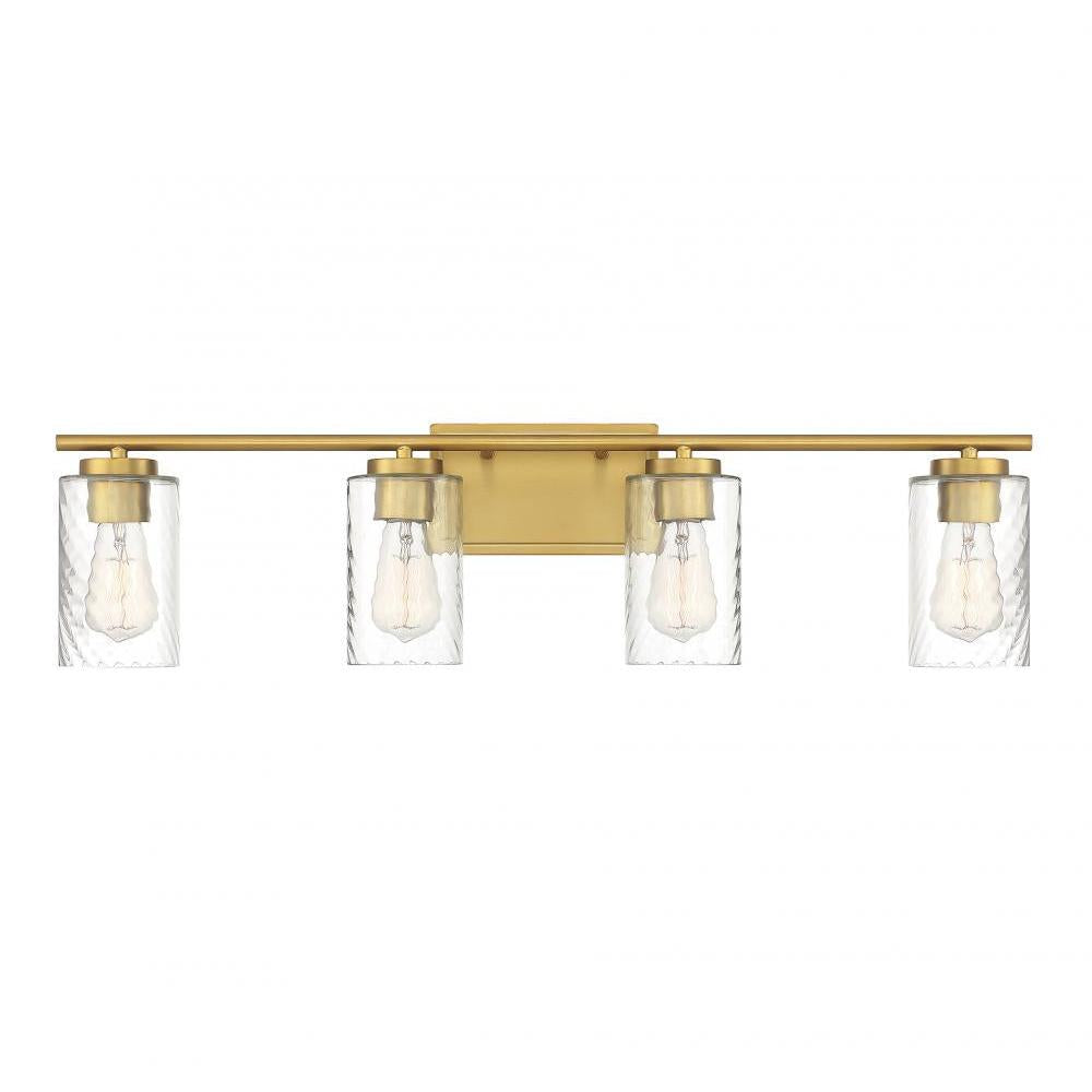 4-Light Bathroom Vanity Light in Natural Brass