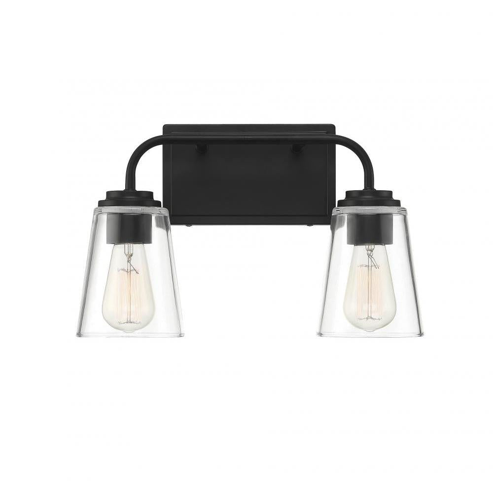 2-Light Bathroom Vanity Light in Matte Black