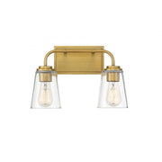 2-Light Bathroom Vanity Light in Natural Brass