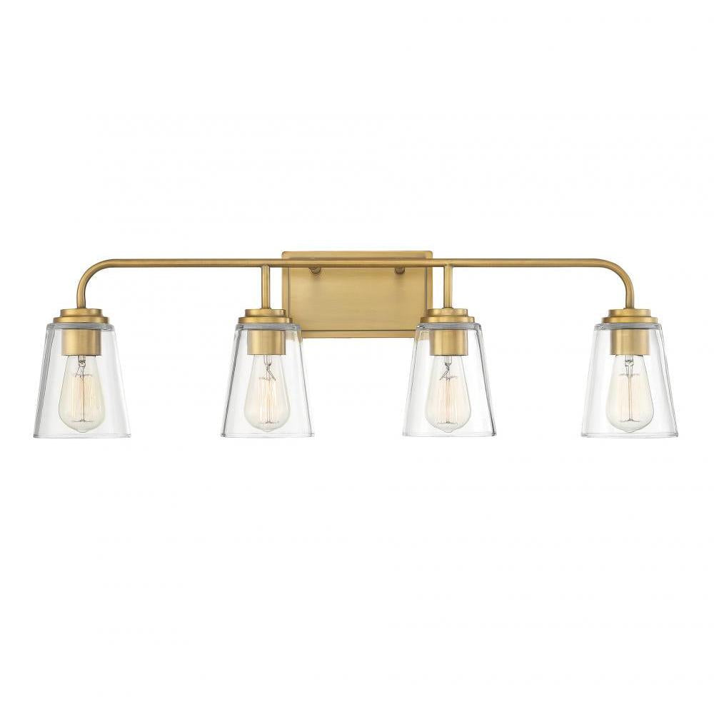 4-Light Bathroom Vanity Light in Natural Brass
