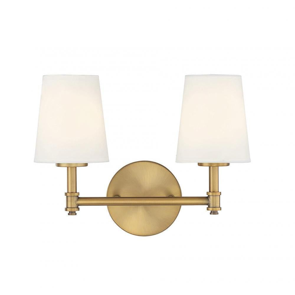 2-Light Bathroom Vanity Light in Natural Brass