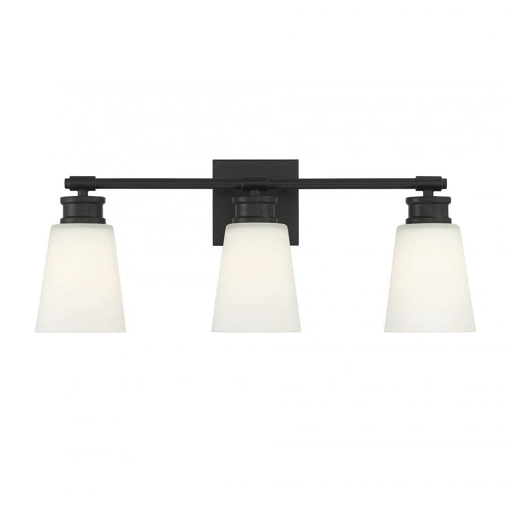 3-Light Bathroom Vanity Light in Matte Black