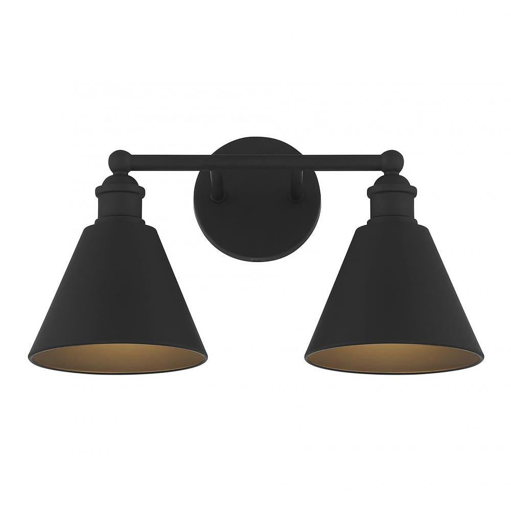 2-Light Bathroom Vanity Light in Matte Black