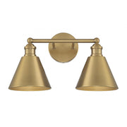 2-Light Bathroom Vanity Light in Natural Brass