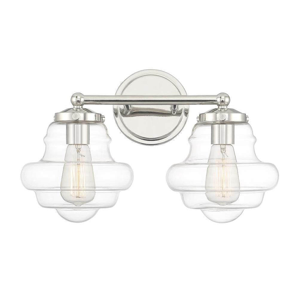 2-Light Bathroom Vanity Light in Polished Nickel