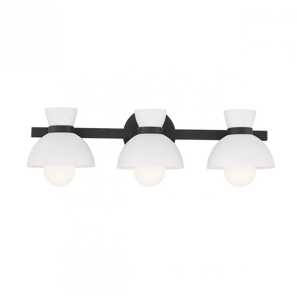 3-Light Bathroom Vanity Light in Matte Black