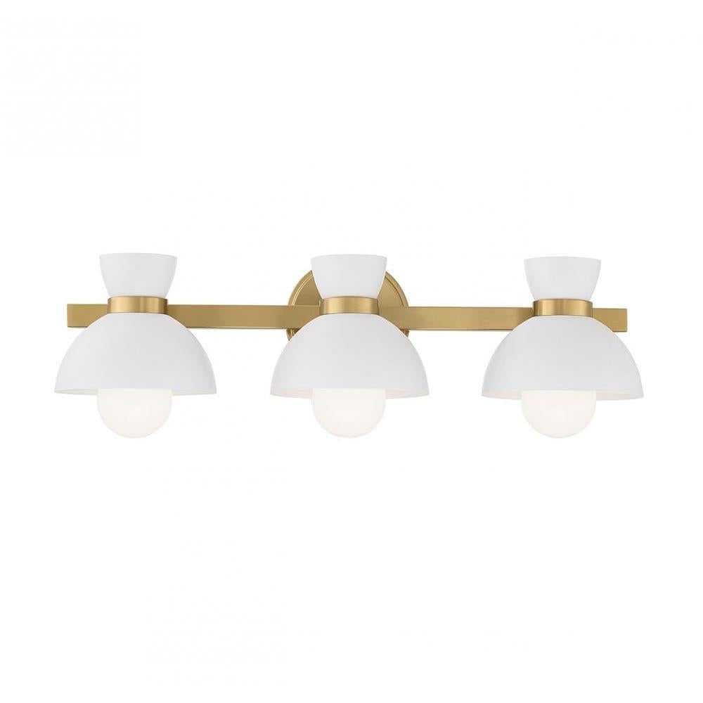 3-Light Bathroom Vanity Light in Natural Brass