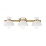 3-Light Bathroom Vanity Light in Natural Brass