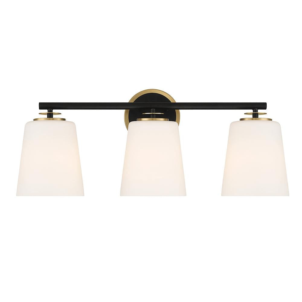 3-Light Bathroom Vanity Light in Matte Black and Natural Brass