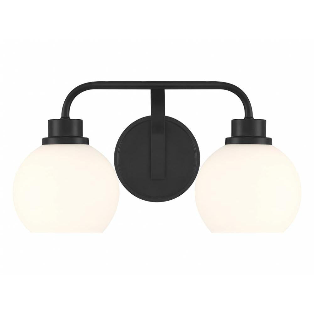 2-Light Bathroom Vanity Light in Matte Black