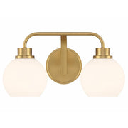 2-Light Bathroom Vanity Light in Natural Brass