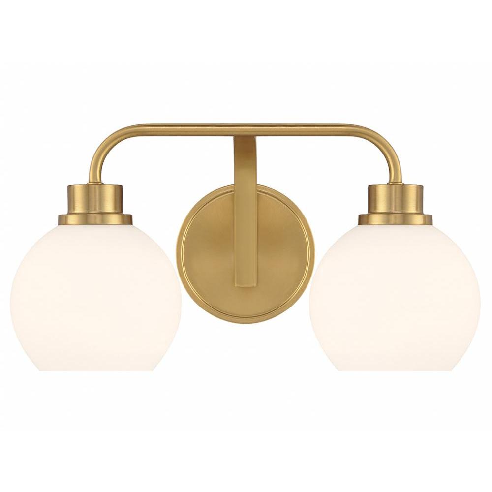 2-Light Bathroom Vanity Light in Natural Brass