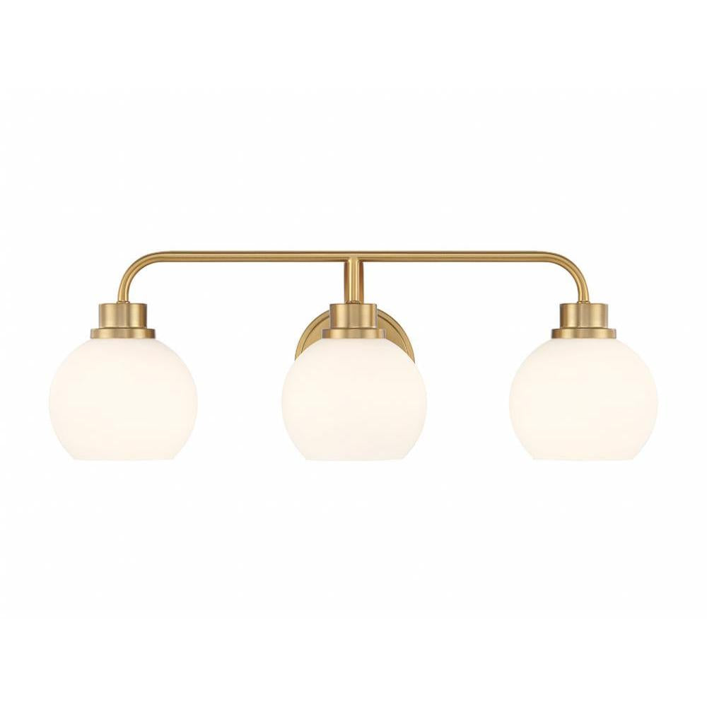 3-Light Bathroom Vanity Light in Natural Brass