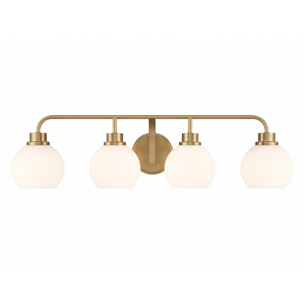 4-Light Bathroom Vanity Light in Natural Brass