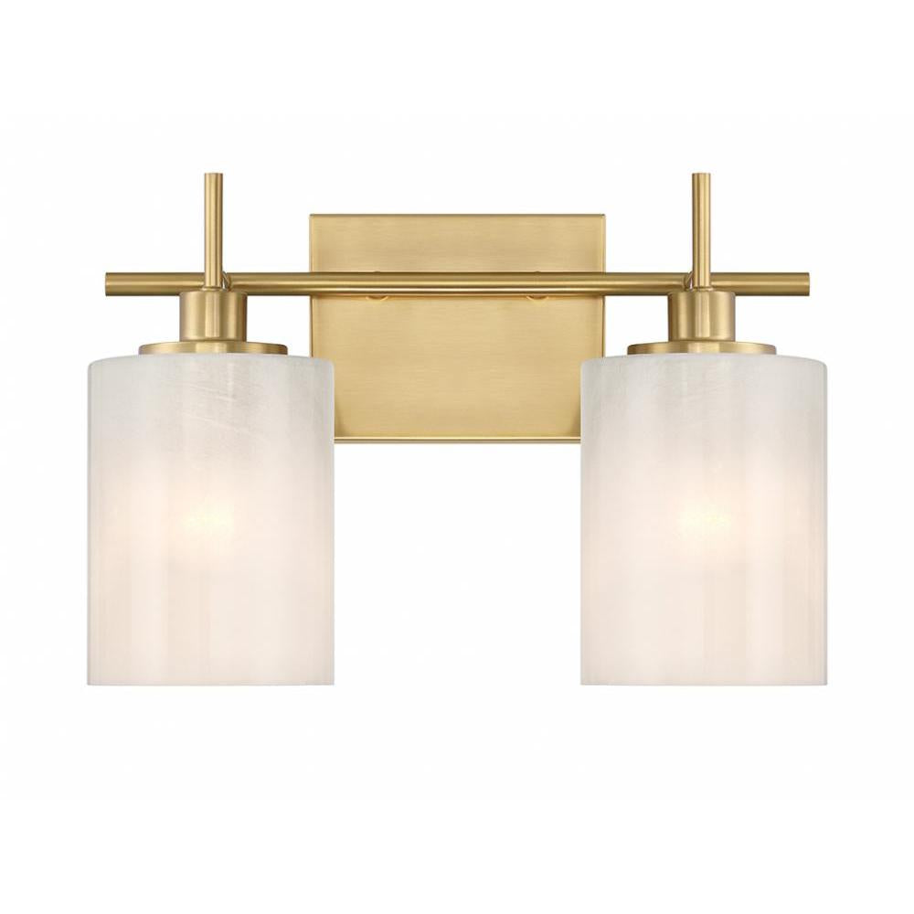 2-Light Bathroom Vanity Light in Natural Brass